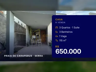 Casa com 3 Quartos à venda, 115m² no Praia de Carapebus, Serra