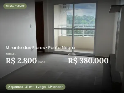 Apartamento com 2 Quartos para venda ou aluguel, 45m² no Ponta Negra, Manaus