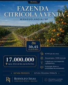 Fazenda/Sítio com 3 Quartos à venda, 411400m² no Centro, Mirassolândia