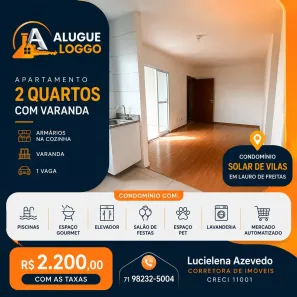 Apartamento com 2 Quartos para alugar, 50m² no Centro, Lauro de Freitas