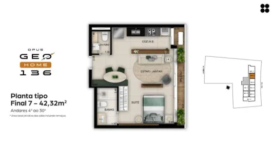 Apartamento com 1 Quarto à venda, 42m² no Setor Marista, Goiânia