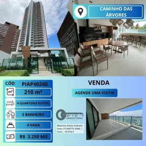Apartamento com 4 Quartos à venda, 210m² no Caminho das Árvores, Salvador