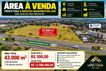 Lote/Terreno à venda, 43000m² no Distrito Industrial, Cedral