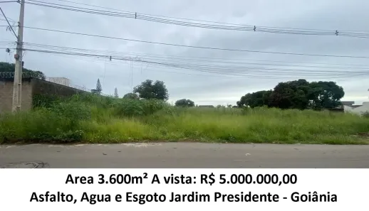 Lote/Terreno à venda, 3600m² no Jardim Presidente, Goiânia