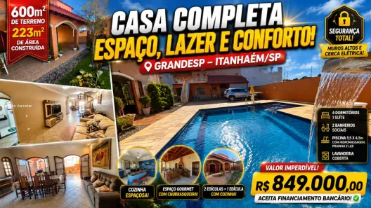 Casa com 6 Quartos à venda, 600m² no Grandesp, Itanhaém