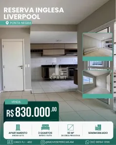 Apartamento com 3 Quartos à venda, 93m² no Ponta Negra, Manaus
