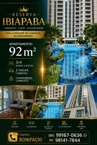 Apartamento com 3 Quartos à venda, 92m² no Marambaia, Belém