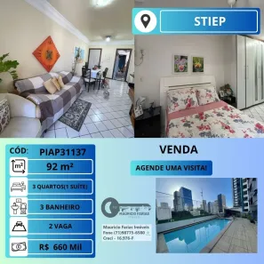 Apartamento com 3 Quartos à venda, 92m² no Stiep, Salvador