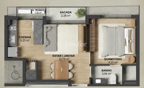 Apartamento com 1 Quarto à venda, 39m² no Mont Serrat, Porto Alegre