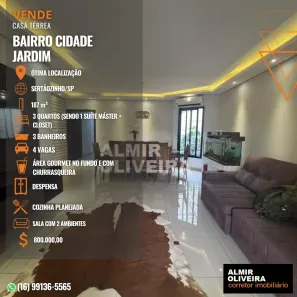 Casa com 3 Quartos à venda, 187m² no Cidade Jardim, Sertãozinho