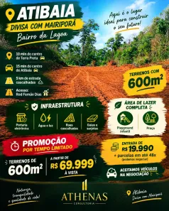 Lote/Terreno à venda, 600m² no Jardim Brasil, Atibaia
