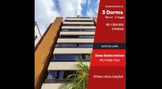 Apartamento com 3 Quartos à venda, 106m² no Alto da Lapa, São Paulo