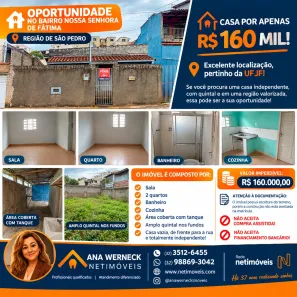 Casa com 2 Quartos à venda, 60m² no São Pedro, Juiz de Fora
