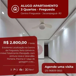 Apartamento com 3 Quartos para alugar, 79m² no Freguesia (Jacarepaguá), Rio de Janeiro