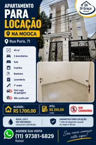 Apartamento com 2 Quartos para alugar, 45m² no Mooca, São Paulo