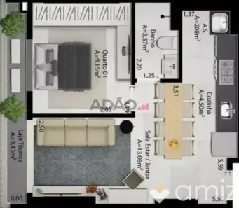 Apartamento com 1 Quarto à venda, 25m² no Setor Leste Universitário, Goiânia
