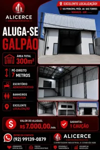 Galpão/Depósito/Armazém para alugar, 250m² no Nova Cidade, Manaus
