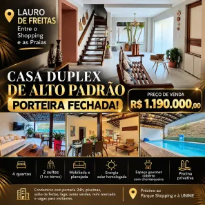 Casa de Condomínio com 4 Quartos à venda, 224m² no Centro, Lauro de Freitas