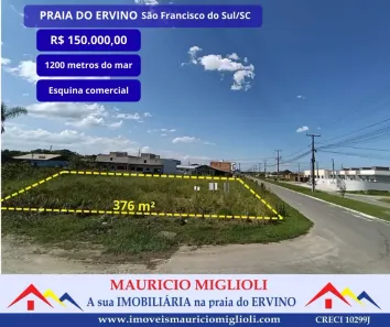 Lote/Terreno à venda, 376m² no Praia do Ervino, São Francisco do Sul