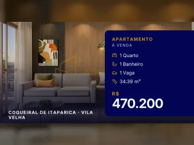 Apartamento com 1 Quarto à venda, 34m² no Coqueiral de Itaparica, Vila Velha