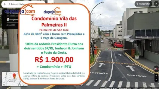 Apartamento com 2 Quartos para alugar, 48m² no Palmeiras de São José, São José dos Campos