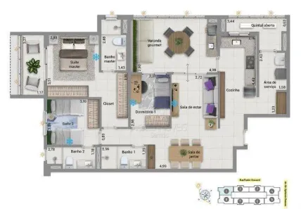 Apartamento com 3 Quartos à venda, 124m² no Boqueirão, Santos