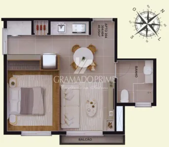 Apartamento com 1 Quarto à venda, 53m² no Centro, Gramado