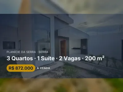 Casa com 3 Quartos à venda, 200m² no Planície da Serra, Serra