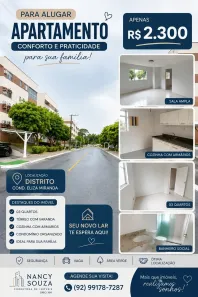 Apartamento com 3 Quartos para alugar, 72m² no Japiim, Manaus
