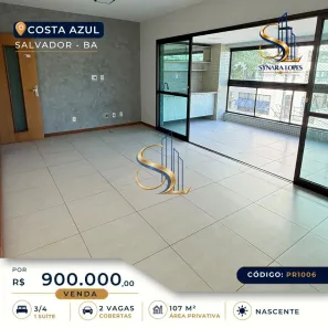 Apartamento com 3 Quartos à venda, 107m² no Costa Azul, Salvador