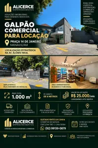 Prédio Comercial para alugar, 1000m² no Praça 14 de Janeiro, Manaus