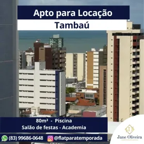 Apartamento com 3 Quartos para alugar, 80m² no Tambaú, João Pessoa