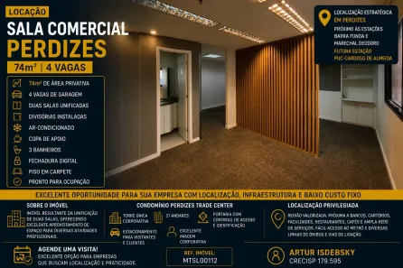 Sala Comercial para alugar, 74m² no Perdizes, São Paulo