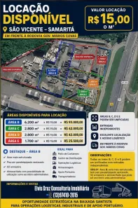 Lote/Terreno para alugar, 13500m² no Samarita, São Vicente