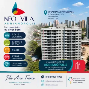 Apartamento com 2 Quartos à venda, 53m² no Adrianópolis, Manaus
