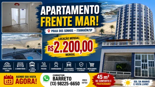 Apartamento com 2 Quartos para alugar, 45m² no Praia dos Sonhos, Itanhaém
