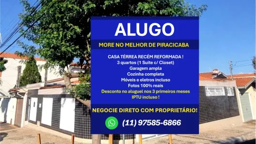 Casa com 3 Quartos para alugar, 109m² no Jardim Elite, Piracicaba