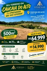 Lote/Terreno à venda, 500m² no Recreio Topázio (Caucaia do Alto), Cotia
