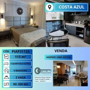 Apartamento com 3 Quartos para alugar, 113m² no Costa Azul, Salvador
