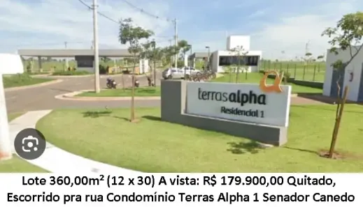 Lote/Terreno à venda, 360m² no Terras Alpha Residencial 1, Senador Canedo