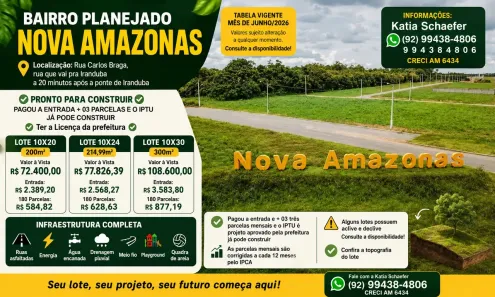 Lote/Terreno à venda, 200m² no , Iranduba