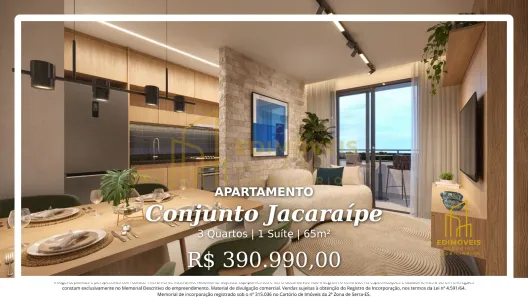 Apartamento com 3 Quartos à venda, 65m² no Conjunto Jacaraípe, Serra