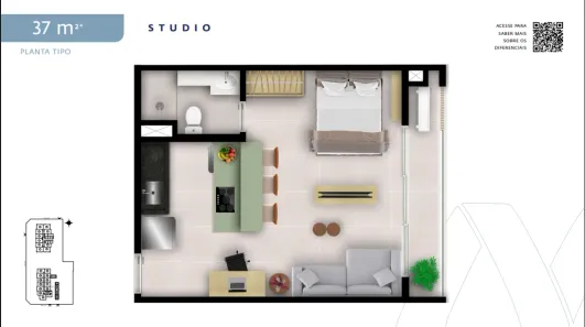 Apartamento com 1 Quarto à venda, 37m² no Setor Bueno, Goiânia