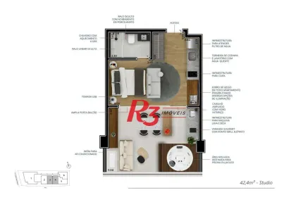 Apartamento com 1 Quarto à venda, 42m² no Boqueirão, Santos