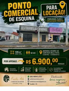 Ponto Comercial com 2 Quartos para alugar, 135m² no Centro, Eusébio