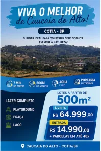 Lote/Terreno à venda, 500m² no Recreio Topázio (Caucaia do Alto), Cotia
