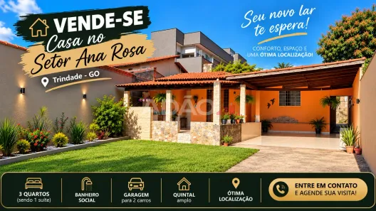 Casa com 3 Quartos à venda, 100m² no Setor Ana Rosa, Trindade