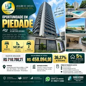 Apartamento com 3 Quartos à venda, 147m² no Piedade, Jaboatão dos Guararapes