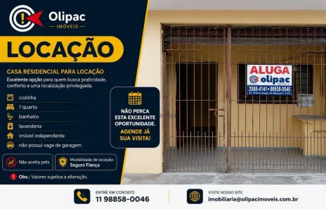 Casa com 1 Quarto para alugar, 39m² no Jardim Monte Carmelo, Guarulhos