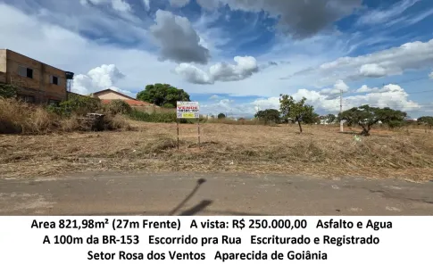Lote/Terreno à venda, 821m² no Rosa dos Ventos, Aparecida de Goiânia